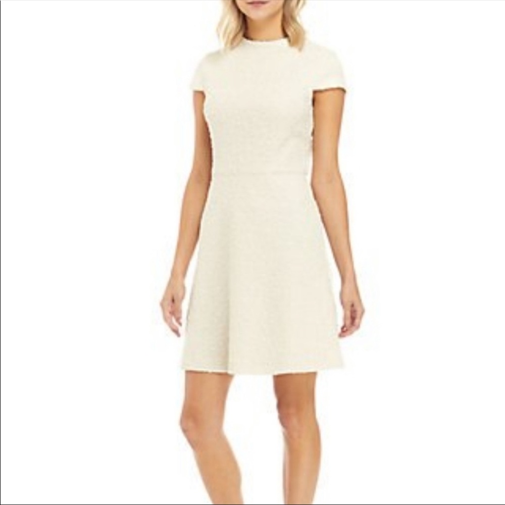Vince Camuto Ivory Boucle Dress Cap Sleeve, Size 6